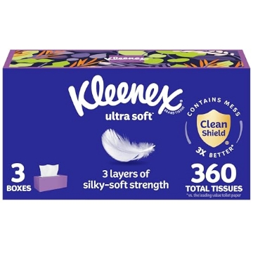 Picture of Kleenex 54314 Kleenex Ultra Soft Facial Tissues, 3 Flat Boxes, 120 Tissues per Box, 3-Ply (360 Total), Packaging May Vary (PK-8-EA)