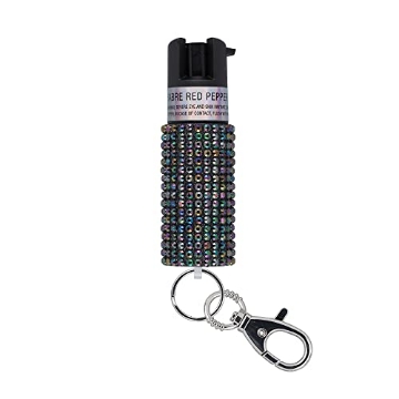 Picture of Sabre KR-J-BK-02 SABRE Jeweled Pepper Spray, Maximum Strength, Fashionable Monochromatic Design, Quick and Easy Access Snap-Clip for Secure Attachment, Protect Against Multiple Threats with up to 10 second spray time (EA)