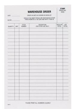 Picture of CENTURION INC 90079 Centurion Warehouse Order Pad (EA)