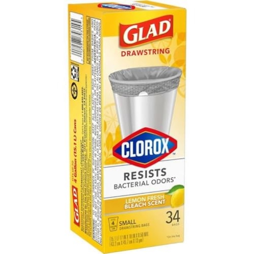 Picture of GLAD 79314 Glad 6030443 4 gal Lemon Scent Kitchen Trash Drawstring Bags - Case of 34 - Pack of 6 (PK-6-EA)