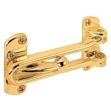 Picture of Prime U9897 Prime-Line U 9897 Diecast Security Swing Bar Lock for Hinged Swing-In Doors, 3-7/8 Inch Bar Length by 2-1/2 Inch Height, Polished Brass, Set of 1 (EA)