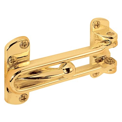 Picture of Prime U9897 Prime-Line U 9897 Diecast Security Swing Bar Lock for Hinged Swing-In Doors, 3-7/8 Inch Bar Length by 2-1/2 Inch Height, Polished Brass, Set of 1 (EA)