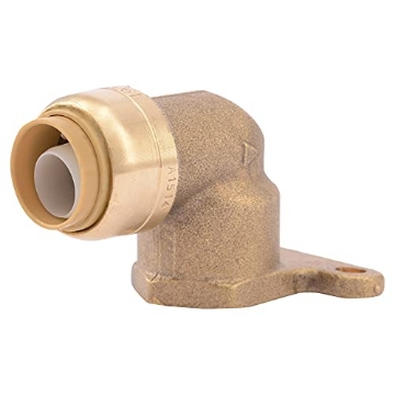 Picture of Shark Industries Ltd U335LFA SharkBite 1/2 Inch x 1/2 Inch FNPT Elbow with Mounting Ears, Push to Connect Brass Plumbing Fitting, PEX Pipe, Copper, CPVC, PE-RT, HDPE, U335LFA (EA)