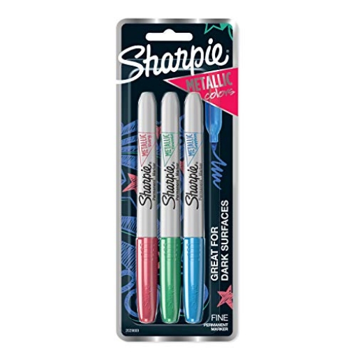 Picture of Sharpie 2029669 Sharpie Metallic Permanent Markers, Fine Point, Assorted Colors, 3-Count Permanent Marker (2029669) (EA)