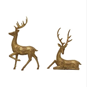 Picture of CREATIVE CO-OP XS1334A Resin Deer, Gold Finish, 2 Styles (PK-2-EA)