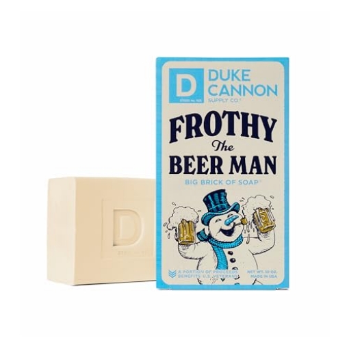 Picture of DUKE CANNON 01HOLIDAYFROTHY Duke Cannon Supply Co. Big Brick of Soap Bar for Men Holiday Edition | Frothy the Beer Man (Woodsy Sandalwood Scent) | Extra Large, Long-Lasting | Paraben & Cruelty-Free | Made in USA | 10 oz (1 Pack) (EA)