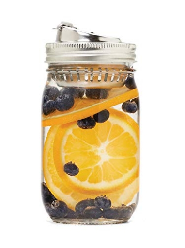 Picture of JARWARE 82658 Jarware Stainless Steel 2-in-1 Drink and Fruit Infusion Lid, Regular-Mouth, Silver (EA)