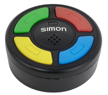 Picture of WORLDS SMALLEST 5189 Worlds Smallest Simon – Exact Replica of The Original Electronic Memory Game - Only 2 inches in Diameter, Featuring Four Color Window Buttons and Authentic Tonal Sounds - Recommended for Ages 6+ (EA)