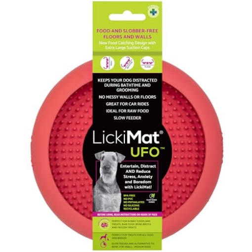 Picture of INNOVATIVE PET PRODUCTS LM5201PK-DR New LickiMat UFO Pink - Bathing, Shower & Grooming Distractor, Natural Rubber Large Licking Nubs, Unique Dribble Catcher Design, Slow Feeder Dog Bowl (EA)