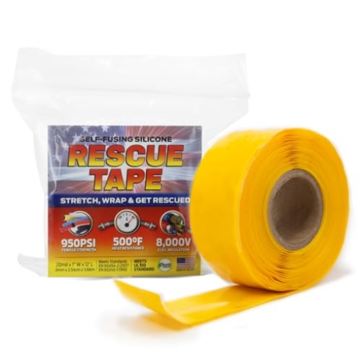 Picture of SEAL IT SERVICES INC RT12012BYE Bond It Rescue Tape, Self-Fusing Silicone for Emergency Plumbing, Pipe & Hose Repair, Electrical Insulation, Waterproof, 950 PSI, Made in USA, 1" x 12', Yellow (EA)