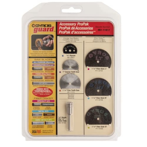 Picture of Gyros Tools 61-11817 Gyros Saw Blades and Cut-Off Wheels ProPak- 7 Piece Accessory Kit (61-11817) Made in USA (EA)