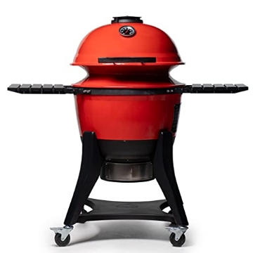 Picture of Premiertek.net, LLC KJ15040320 Kamado Joe Kettle Joe 22-inch Kettle Charcoal Grill with Hinged Lit, Cart, Side Shelves and SloRoller Hyperbolic Slow Smoker Chamber in Red, Model KJ15040320 (EA)
