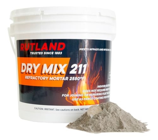 Picture of RUTLAND FIRE CLAY COMPANY 211 Rutland Dry Mix 211 Refractory Mortar 10 Pound - USA-Made High Temperature Mortar for Masonry - 2550°F Fire Cement Patch for Fireplace Brick, Fire Pit, Kiln, Forge & Pizza Oven Repair (EA)