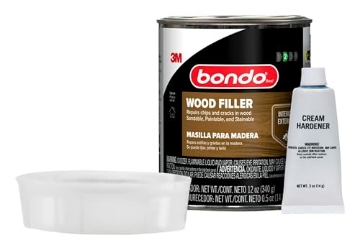 Picture of Bondo WF-PT-ES Bondo Wood Filler 12 oz with Hardener 0.5 oz, Repairs Chips and Cracks in Wood, Sandable, Paintable, and Stainable (EA)