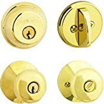 Picture of Ingersoll Rand FB50VPLY505605 SCHLAGE Plymouth Bright Brass Steel Knob and Single Cylinder Deadbolt ANSI Grade 2 1-3/4 in. (EA)