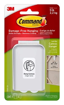 Picture of 3M 17045-ES Command Jumbo Canvas Hanger, 1-Hanger, 2-Strips, Holds up to 5 lbs, Indoor Use, Decorate Damage-Free (EA)