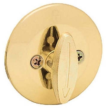 Picture of Kwikset 96630-059 Kwikset 663 Deadbolt Unkeyed Deadbolt Lock, Polished Brass Round Interior Turn Piece for Front Entry Door, with Latch and Adapter, No Exterior Assembly (EA)