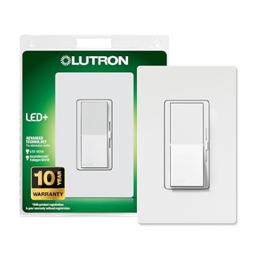 Picture of LUTRON ELECTRONICS CO DVWCL-153PH-WH Lutron Diva LED+ Dimmer Light Switch for Dimmable LED, Halogen, and Incandescent Bulbs with Wallplate, 150 Watt, Single-Pole or 3-Way, DVWCL-153PH-WH, White (EA)