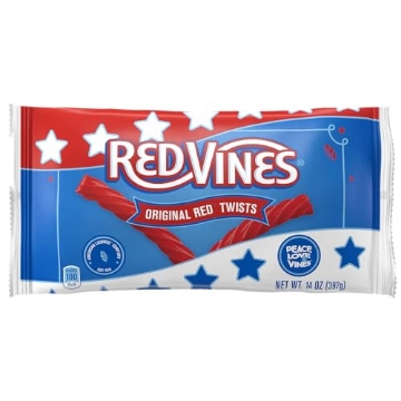 Picture of RED VINES 54489 Red Vines Red Licorice Twists, Original Red Flavor, Soft & Chewy Candy, 14oz Bags (PK-12-EA)