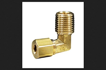 Picture of JMF COMPANY 4503678 JMF 1/2 in. Dia. x 1/4 in. Dia. Compression To MPT To Elbow Yellow Brass Elbow (PK-5-EA)