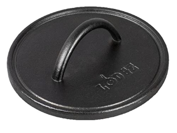 Picture of Lodge Cast Iron L8RFIP Lodge Pre-Seasoned Round Cast Iron Press - Cast Iron Griddle Press for a Restaurant-Quality Sear - Unparalleled Heat Retention - Use on the Stove or the Grill - 8 Inch (EA)