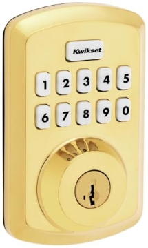Picture of Kwikset 992500-001 Kwikset 9250TRS-L03S Transitional Powerbolt 2 Electronic SmartCode Deadbolt SmartKey with RCAL Latch and RCS Strike Lifetime Brass Finish (EA)