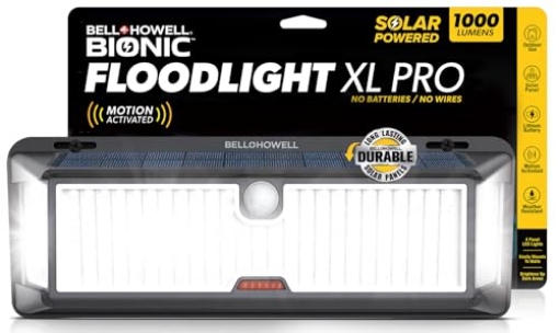 Picture of BELL+HOWELL(R) 6280 Bionic Floodlight XL PRO - Solar Motion Lights Outdoor with Built-in Decoy Camera, Wide Area Coverage 1000L, Wall Light Waterproof Solar Security Lights, Motion Sensor Detection Flood Light Bar (EA)