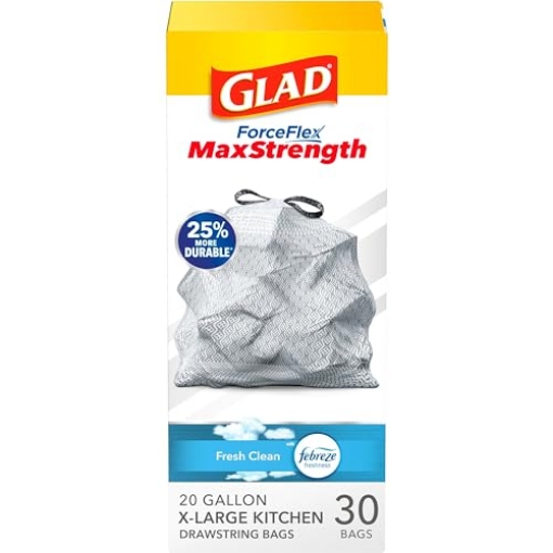 Picture of GLAD CLO78913 Glad ForceFlex MaxStrength XL Trash Bags, 20 Gal, Fresh Clean, 30 Ct (Package May Vary) (EA)