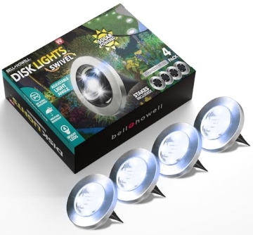 Picture of BELL+HOWELL(R) 7846 Bell+Howell Swivel Disk Lights Deluxe Set of 4 Inground Solar Lights with 8 LED Bulbs Solar Power Outdoor Lights for Yard, Garden and Lawn – Wireless, Stakes Included - As Seen On TV (EA)