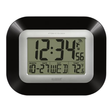 Picture of La Crosse Technologies WT-8005U-B La Crosse Technology Atomic Wall/Table Clock, 7.2-inch H x 8.95-inch W x 1.2-inch D (WT-8005U-B) (EA)