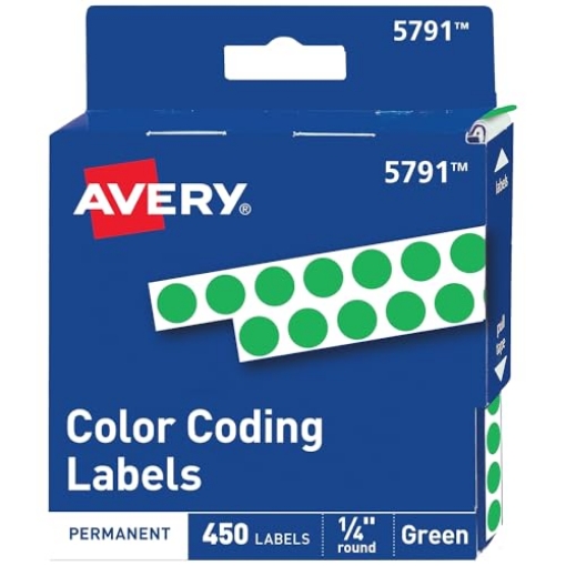 Picture of Avery Dennison 05791 COLOR LABEL DOTS GREEN by AVERY MfrPartNo 05791 (PK-450-EA)