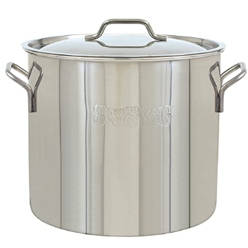Picture of Bayou Classic 1420 Bayou Classic 1420 20-qt Stainless Stockpot Features Heavy Duty Welded Handles for Secure Handling Domed Lid Perfect For Large Batch Cooking of Soups Stews Chili and Gumbo (EA)