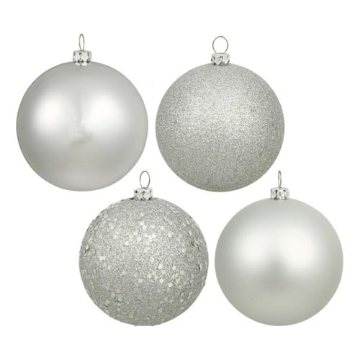 Picture of Vickerman N590607 Vickerman 24" Silver 4 Finish Ball Ornament 24 per Box (EA)