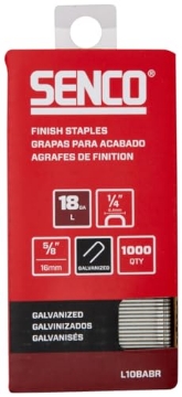 Picture of SENCO FASTENING SYSTEMS L10BABR SENCO L10BABR 5/8" 18 Gauge 1/4" Crown Finish Staples, Galvanized Finish 1,000 Count Pack (EA)