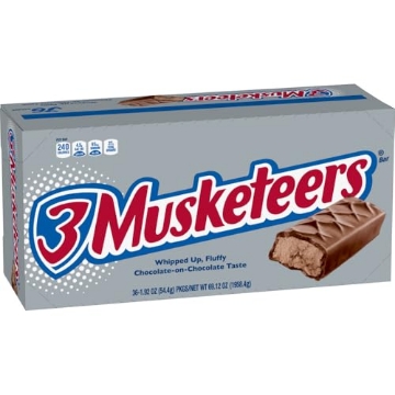 Picture of 3 MUSKETEERS 114456 3 MUSKETEERS Milk Chocolate Candy Bars - Full Size Chocolate Bars, 1.92 oz Candy Bar (Pack of 36) Bulk Box (PK-36-EA)