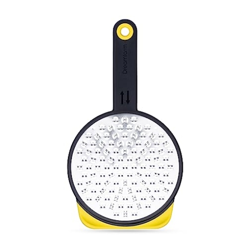 Picture of DREAMFARM INC DFOG3369 Dreamfarm Ograte Two-Sided Medium Food & Vegetable Speed-Grater with Non-Slip Bowl Hook & Foot - 3mm Medium Grater, Yellow (EA)