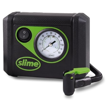 Picture of Slime 40059 Slime 40059 Tire Inflator, Junior, Compact, Powerful, Portable Car Air Compressor, Lightweight, Analog, Flat Tire Repair, 12V, 12 min Inflation (EA)