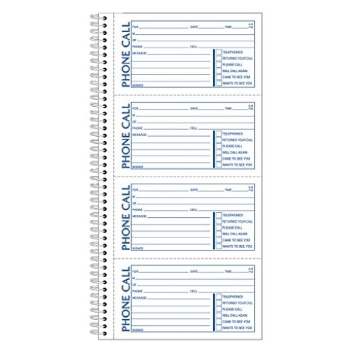 Picture of ABF ABFSC115-4D Adams Phone Message Book, Carbonless Duplicate, 5.50 x 11 Inches, 4 Sets per Page, 400 Sets per Book (SC1154D) (EA)