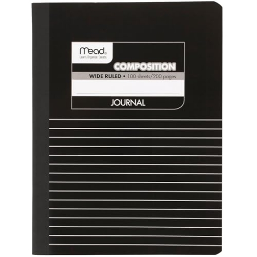 Picture of MEA MEA09920 Mead Composition Notebook, Wide Ruled Paper, 9-3/4" x 7-1/2", 100 Sheets per Comp Book, Black/White (09920) (EA)
