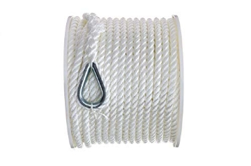 Picture of ATTWOOD MARI 40721 Seachoice Anchor Line Rope, 3-Strand Twisted, White, Nylon, 3/8 In. X 150 Ft. (EA)