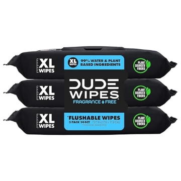 Picture of DUDE PRODUCTS INC DW-CE-3 DUDE Wipes - Flushable Wipes - 3 Pack, 144 Wipes - Unscented Extra-Large Adult Wet Wipes - Vitamin-E & Aloe - Septic and Sewer Safe (PK-4-EA)