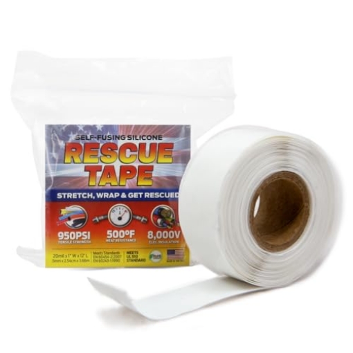 Picture of SEAL IT SERVICES INC RT12012BWH Bond It Rescue Tape, Self-Fusing Silicone for Emergency Plumbing, Pipe & Hose Repair, Electrical Insulation, Waterproof, 950PSI, Made in USA, 1" x 12', White (EA)