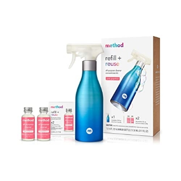 Picture of Method Products, Inc 10764 Method All-Purpose Cleaner Concentrates Starter Kit, Pink Grapefruit, 1 Reusable 14 fl oz Bottle and 2 Recyclable 1 fl oz Refills (PK-3-EA)