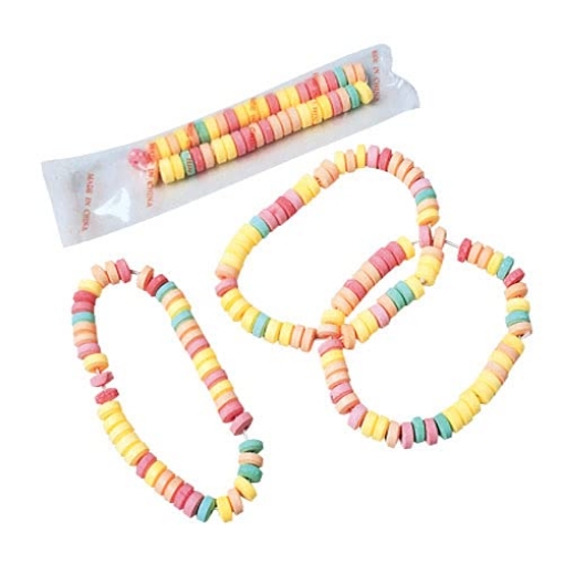Picture of SMARTIES 707 Smarties Candy Necklace Individually Wrapped Gluten Free & Vegan Fruit Flavored Bulk Candy on Stretch String Perfect Party Favors Birthdays & Celebrations | Wafer Candy Necklace Box - 24 Count (PK-24-EA)