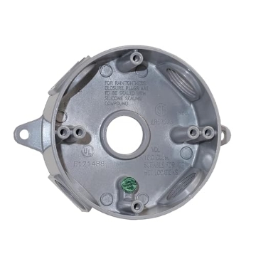 Picture of SIGMA ENGINEERED SOLUTIONS 143854 SIGMA ENGINEERED SOLUTIONS 143854 Round Metal Electrical Outlet Box, Weatherproof, Easy Mount, White, (5) 1/2-Inch Holes (EA)