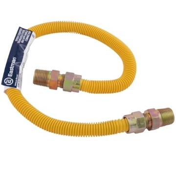 Picture of Eastman Kodak Company 20YE505024B Eastman 24 Inch x 1/2 Inch OD Flexible Gas Line Connector with (2) 1/2 Inch MIP Fitting Ends for Natural Gas and Liquid Propane, Stainless Steel, Yellow, 20YE505024B (EA)