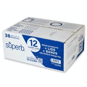 Picture of SUPERB SEALING SOLUTIONS LLC 90326 Regular Mouth Glass Mason Canning Jars with Lids & Bands (12 Count) by Superb - Made in The USA (Quart) (EA)