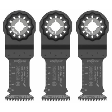 Picture of BOSCH SECURITY SYSTEMS, INC OSL114JF-3 BOSCH 1-1/4 in. OSL114JF-3 Starlock Oscillating Multi-Tool Bi-Metal Blade 3-Pack - Professional Swiss-Made Precision, 3D Interface Design, Universal Tool Compatibility for Clean Cuts in Hard Wood (EA)