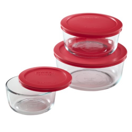 Picture of Pyrex 1075458 Pyrex Simply Store 6-Piece Round Glass Food Storage Set - Made in the USA (PK-2-EA)