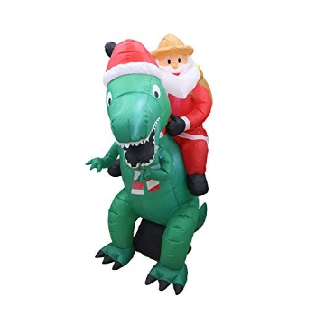 Picture of A Holiday Company CH19088-180 A Holiday Company Heavy Duty 6 Foot Tall Weather Resistant Self Inflatable Blow Up Santa on Dinosaur Christmas Holiday Lawn Decoration with LED Lights for Indoor Outdoor Decor (EA)